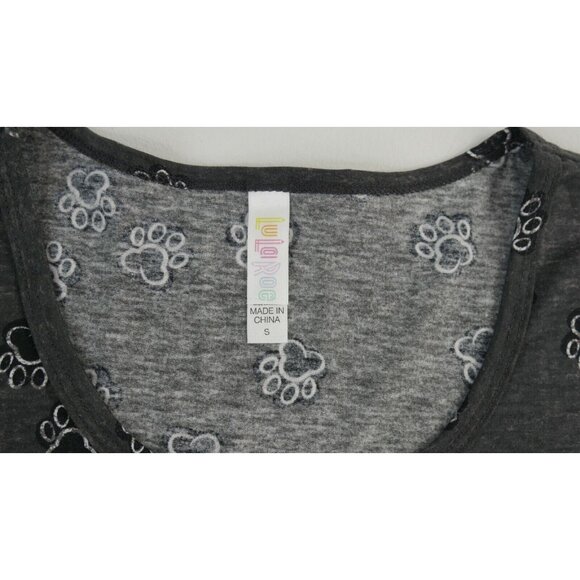 LuLaRoe Gray Puppy Paw Print Short Sleeve Perfect T Shirt Womens Small New - Picture 2 of 10